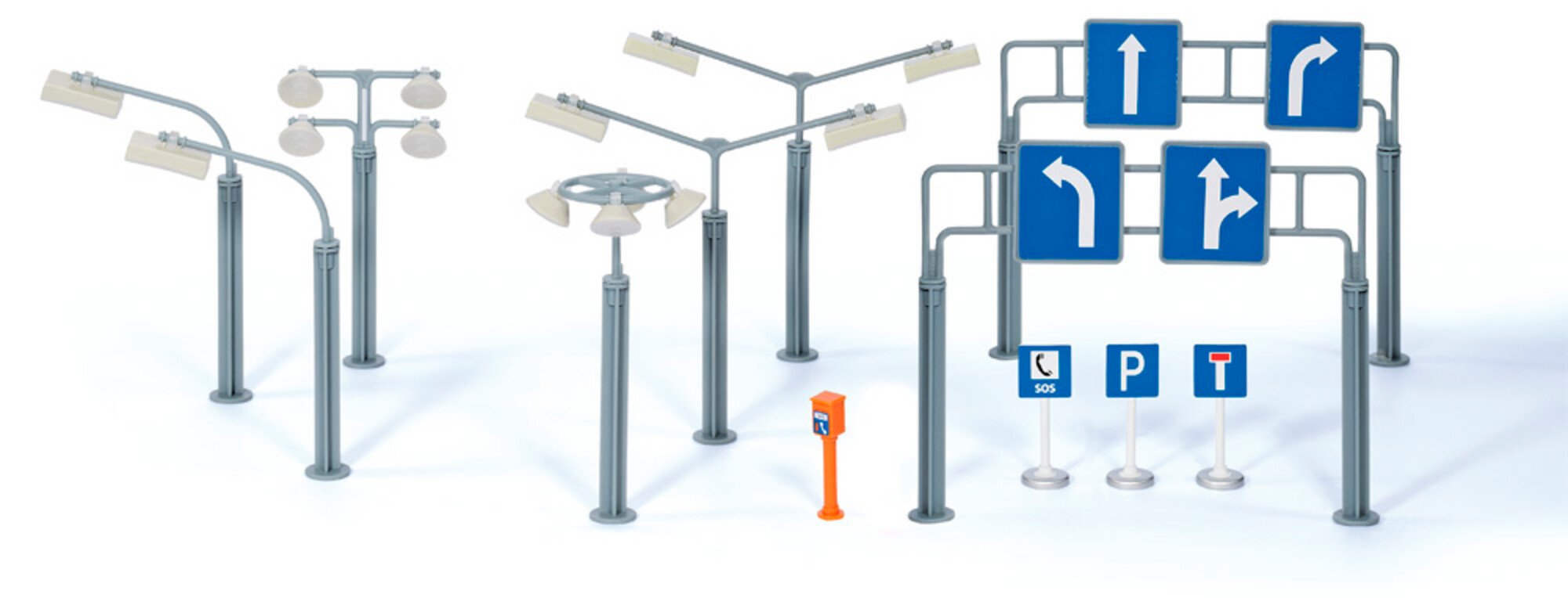 Road signs and street lamps