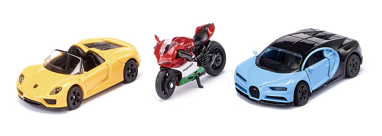 Sportwagen und Motorrad